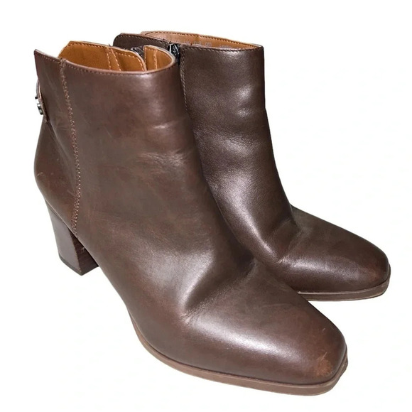 Franco Sarto Shoes - Franco Sarto Ilaria Heeled Leather Brown Booties Women’s 6M